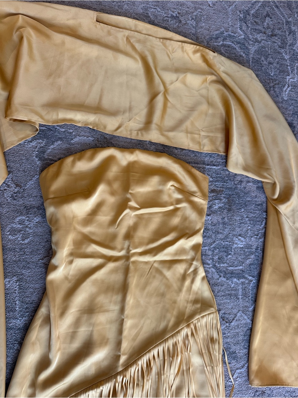 Miss RosierYellow Fringe Cape Gown - Picture 4 of 7